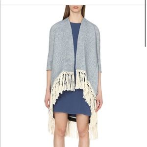 Maje Vitalo fringed cotton and linen-blend jacket